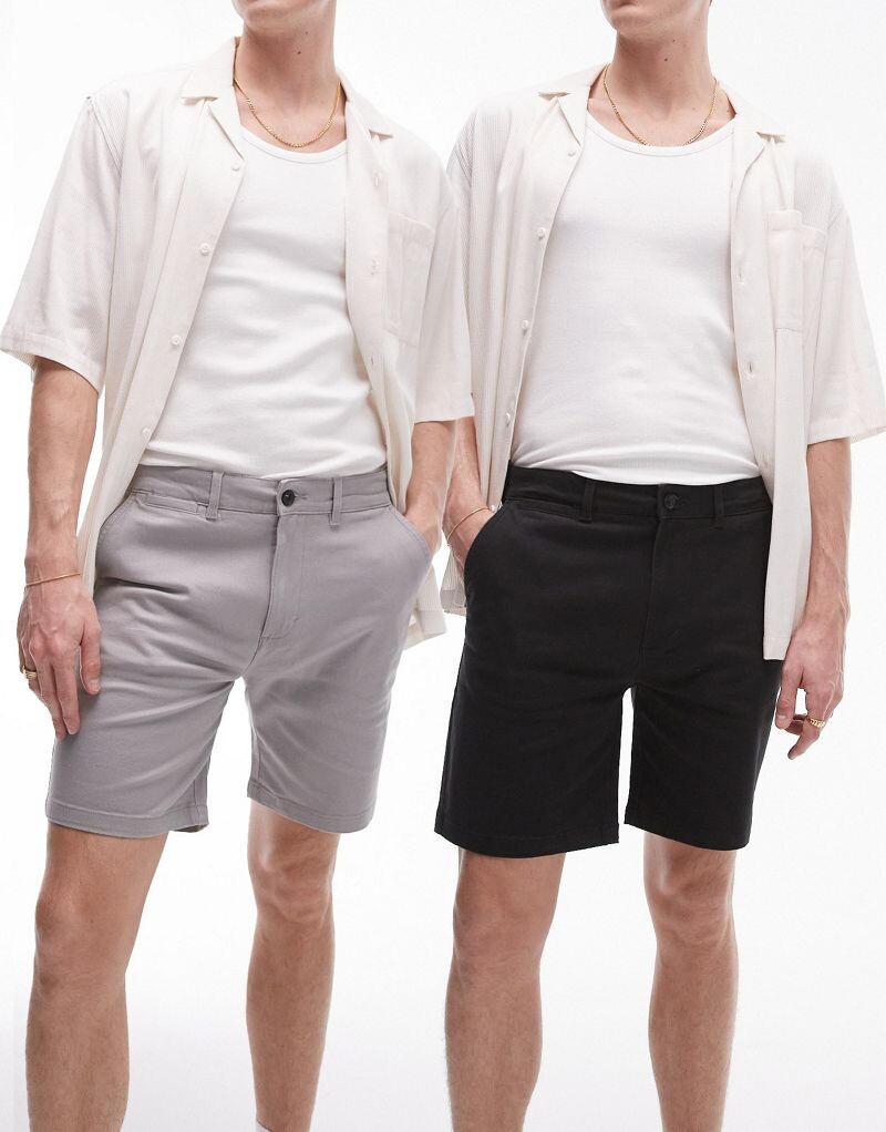 

Набор из двух узких шорт чинос Topman серого и черного цветов