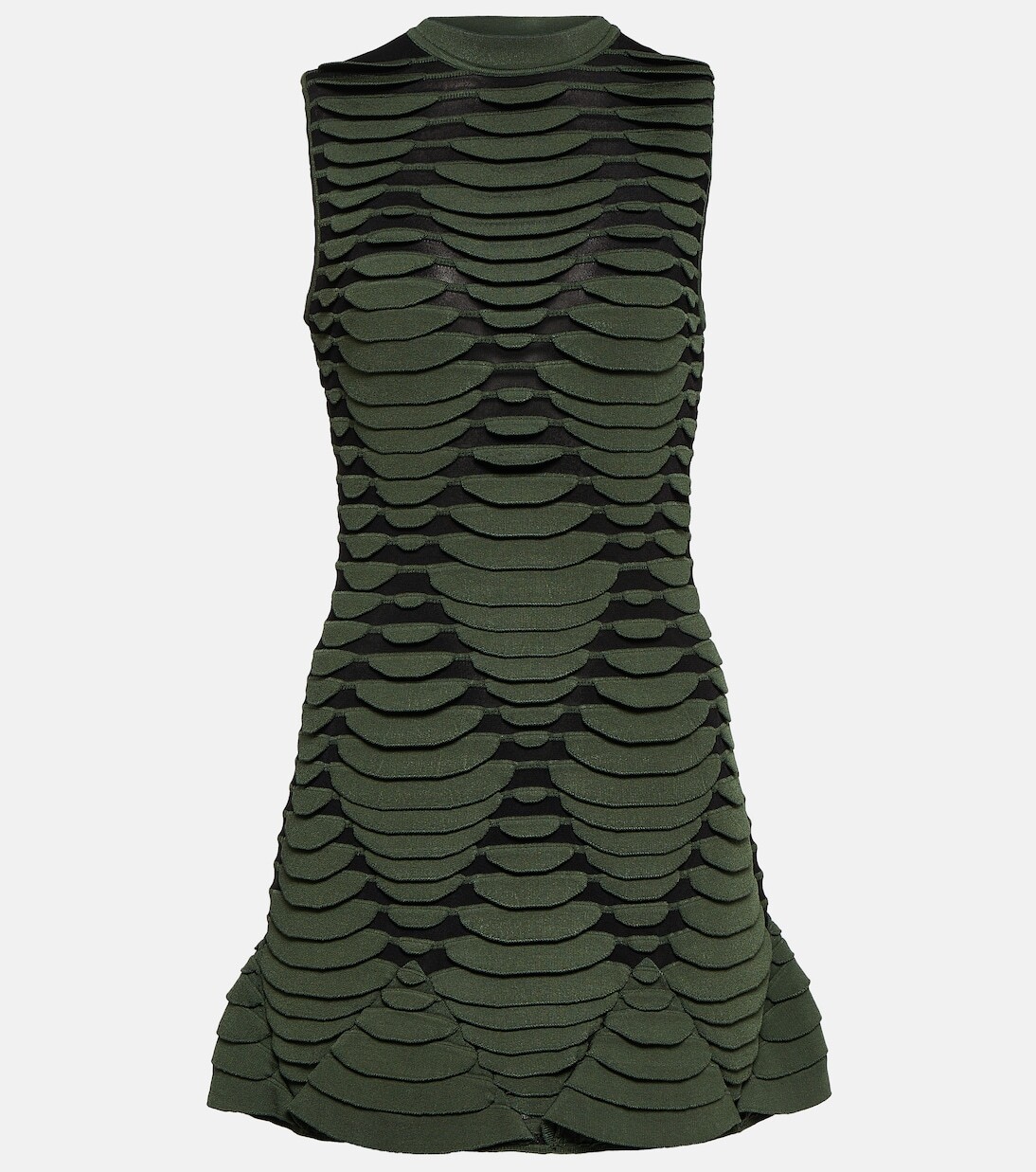 

Трикотажное мини-платье со змеиным эффектом Alaïa, зеленый