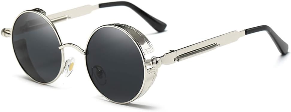 

Поляризованные солнцезащитные очки GY Snail Gothic для мужчин, круглая металлическая оправа, ретро-стимпанк солнцезащитные очки для женщин GYsnail Make the world clear, Silver