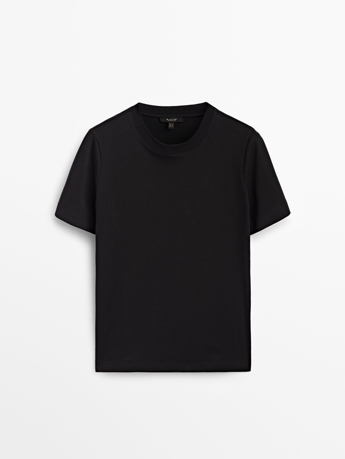 Футболка с короткими рукавами из 100% хлопка Massimo Dutti, черный