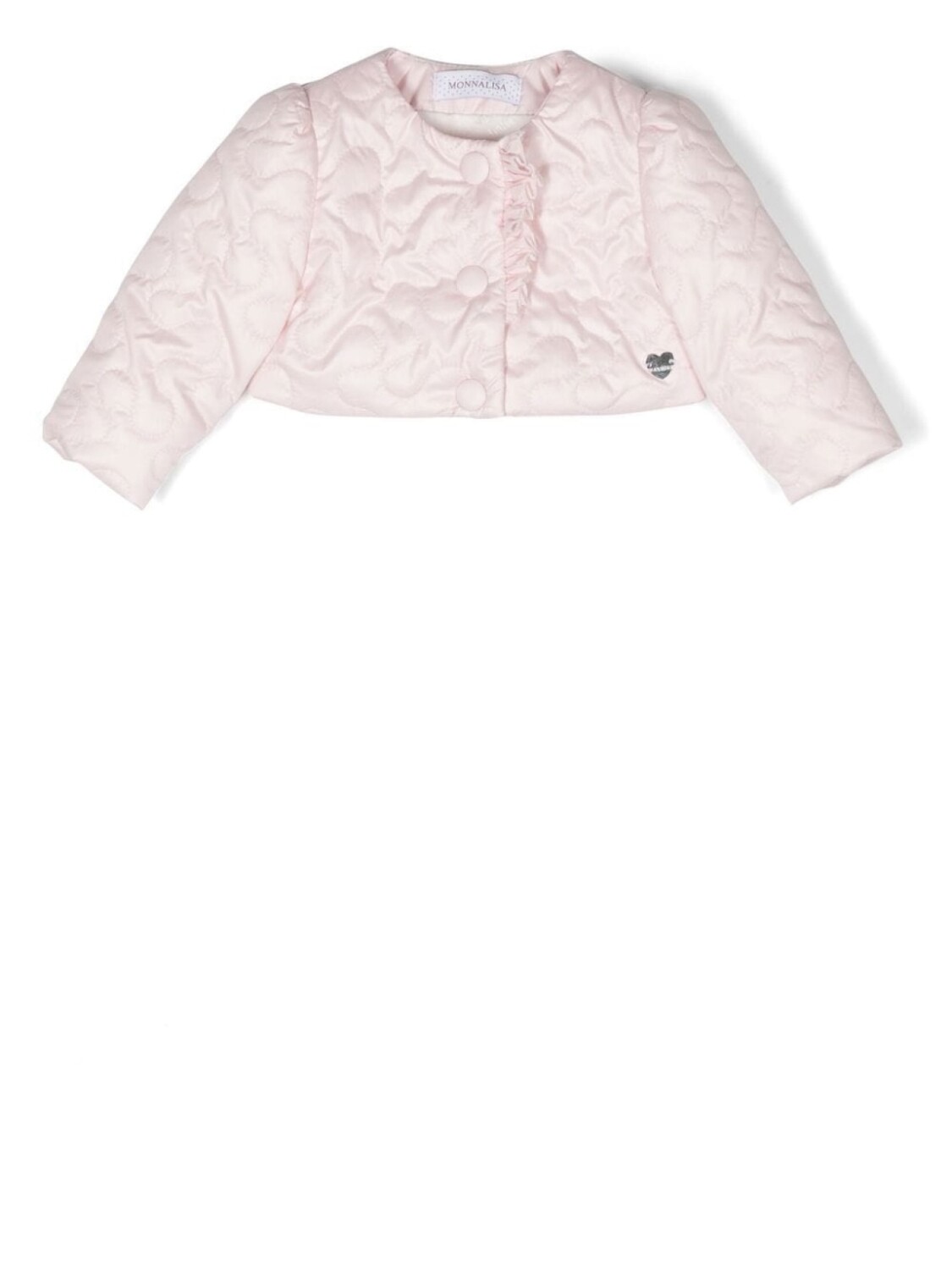 

Monnalisa ruffle-detail quilted cropped jacket, розовый