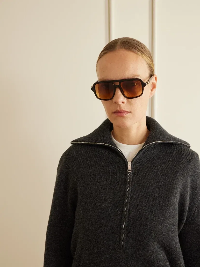 Солнцезащитные очки-авиаторы из ацетата Gucci Eyewear, коричневый — фото 2
