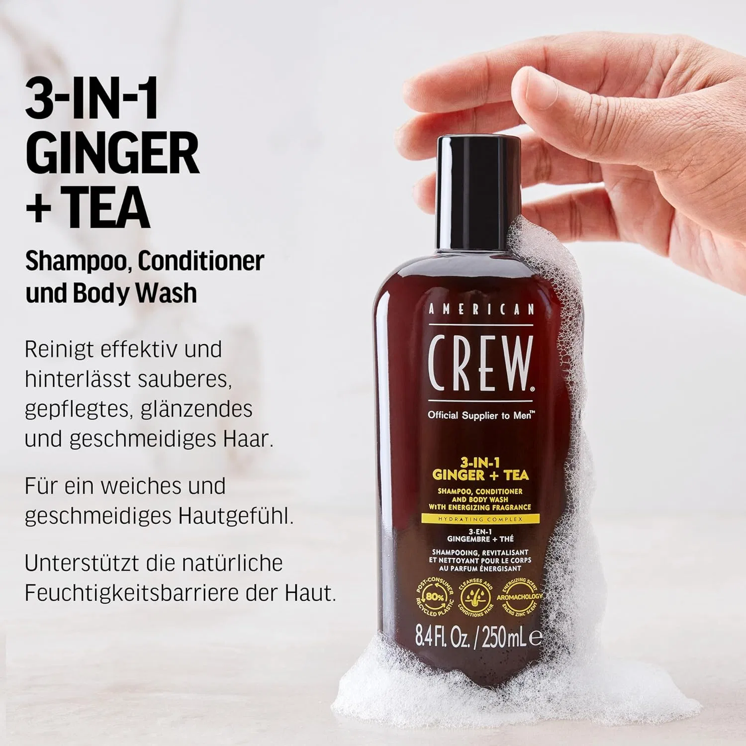 Мужской шампунь-кондиционер-гель для душа 3-в-1 Ginger & Tea от AMERICAN CREW American Crew — фото 3
