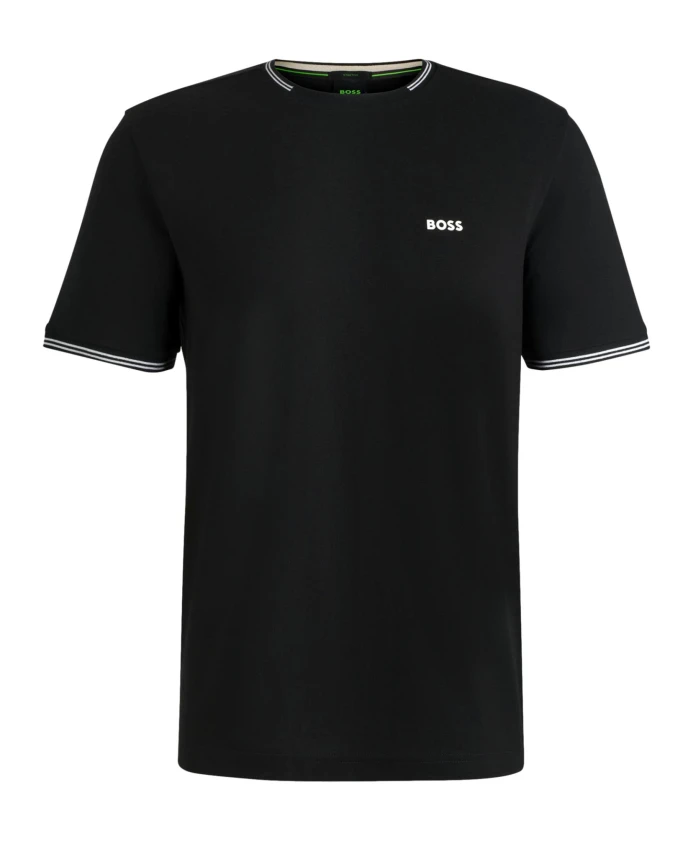 

Полосатая футболка с логотипом из эластичного хлопка. Hugo, черный