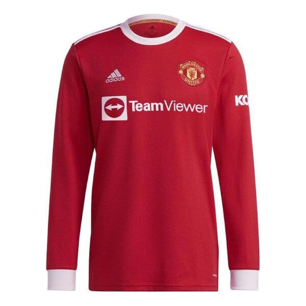 

Футболка adidas 21/22 Season Manchester United Colorblock Stripe Round Neck Casual Long Sleeves Red, мультиколор