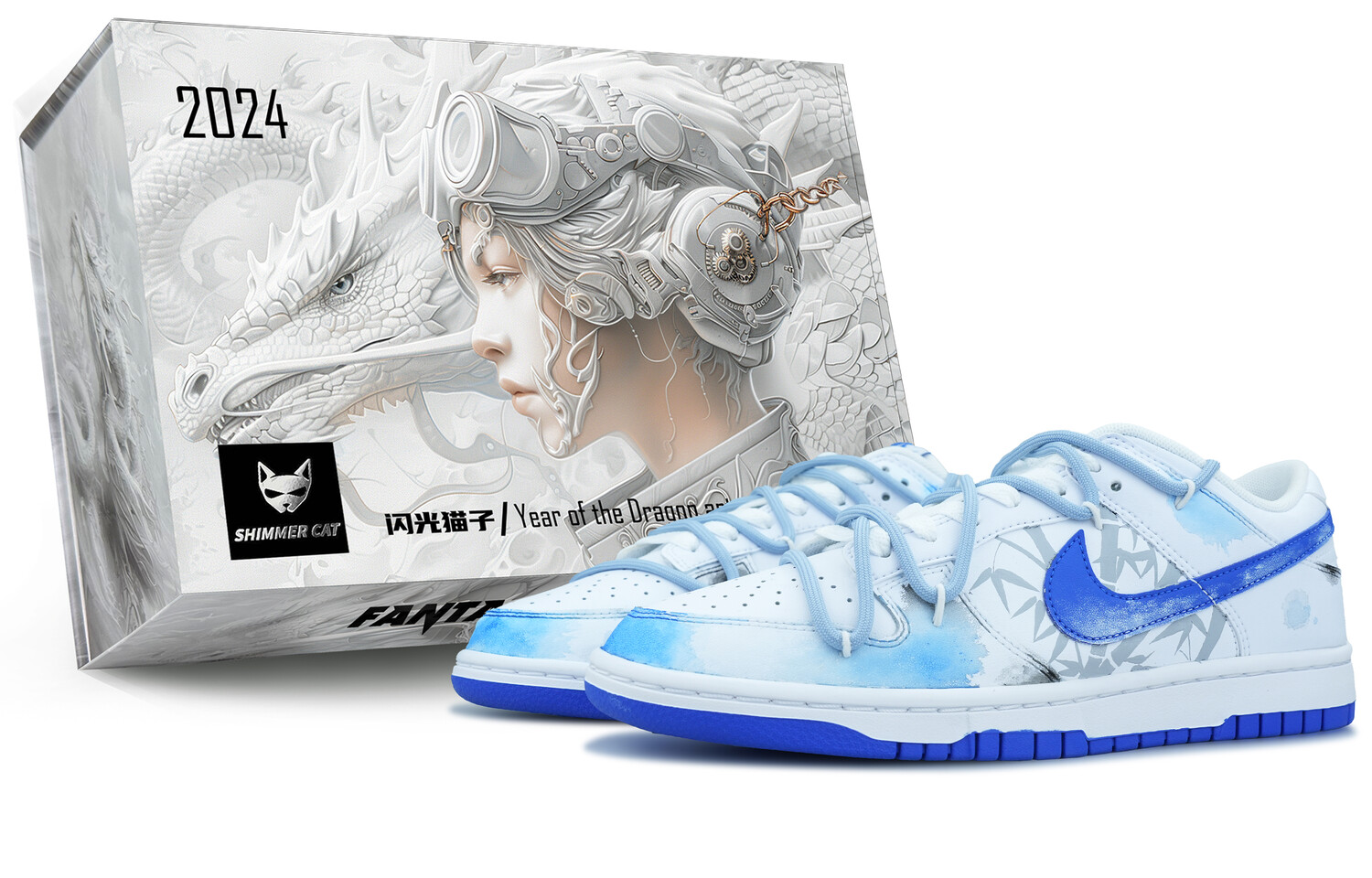 

Кроссовки Nike Dunk Skateboarding Shoes Men Low-top White/Blue/Black/Gray, белый/голубой
