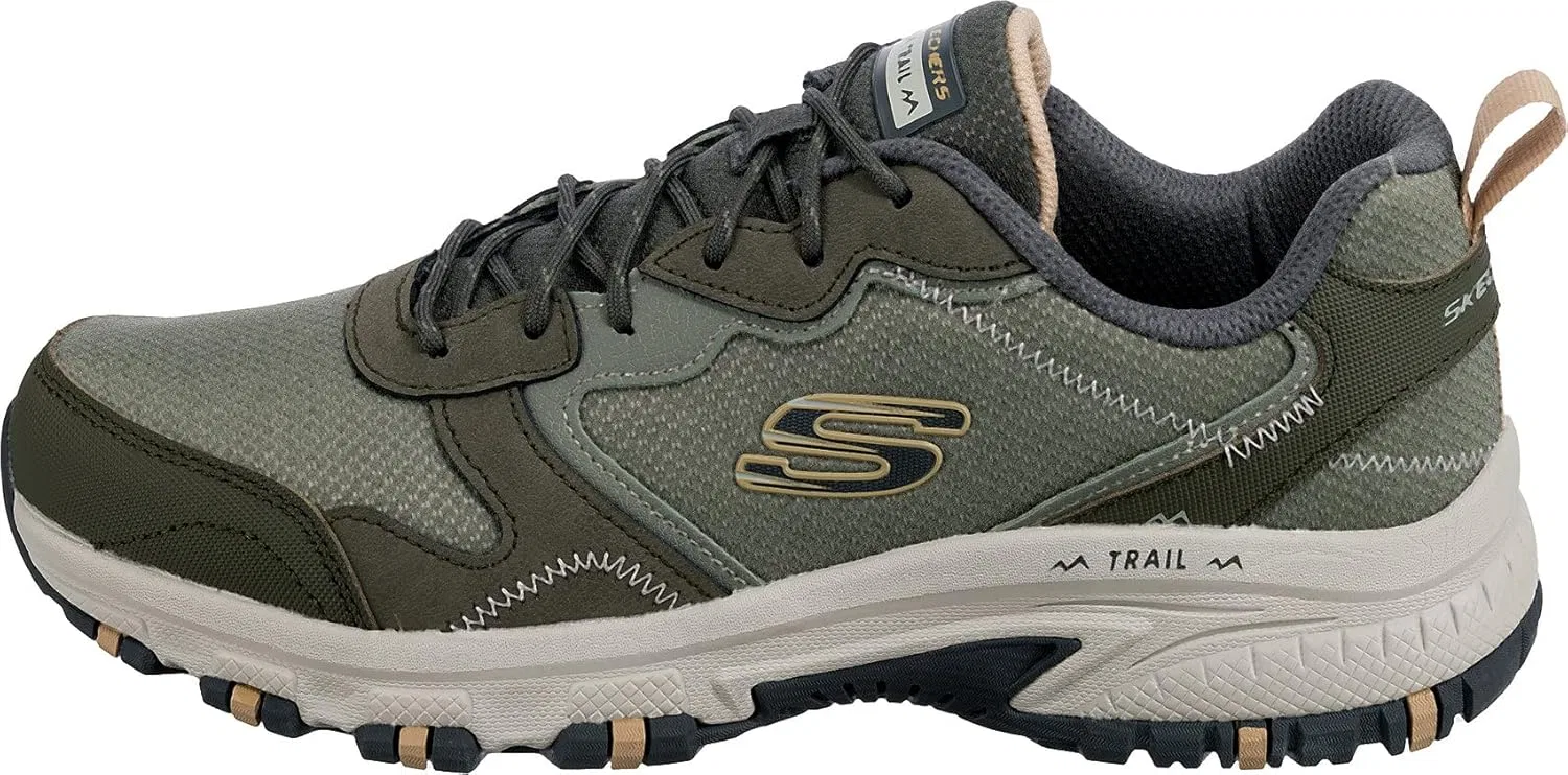 Мужские кроссовки Skechers Hillcrest Rocky Drift, Olive Leather Mesh Synthetic Taupe Trim — фото 3