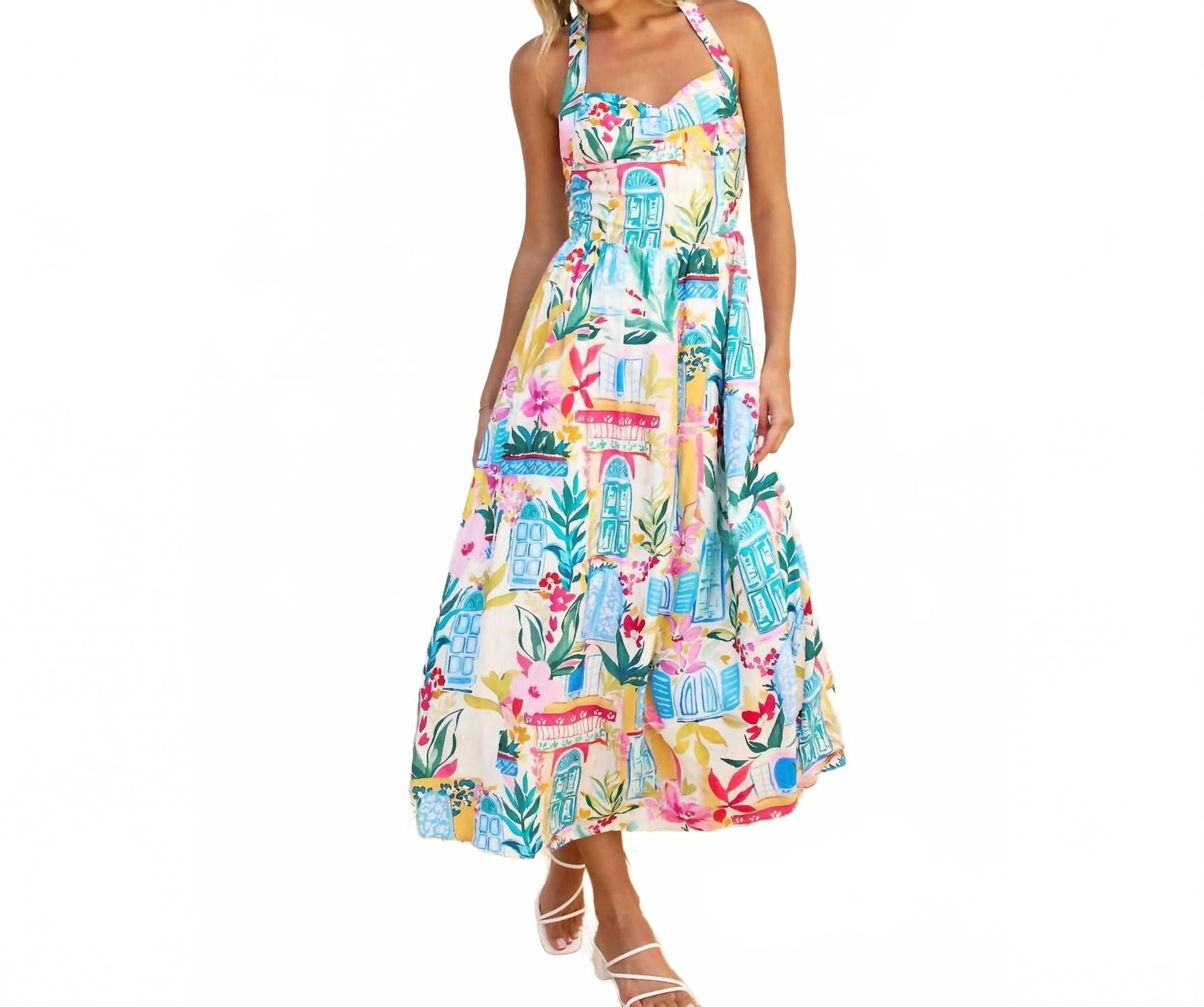 

Сладкие сны платье миди с топом халтер в мульти DRESS FORUM