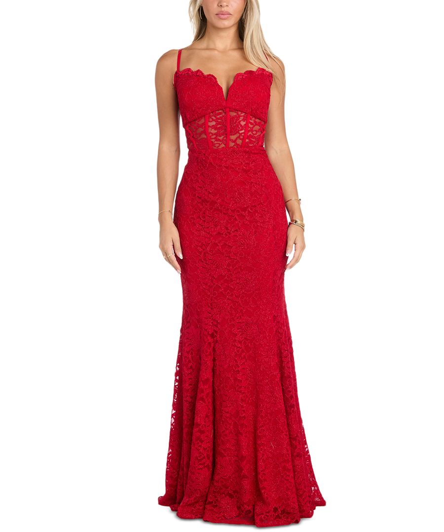 

Детское платье без рукавов с блестками и кружевом Morgan & Company, Red