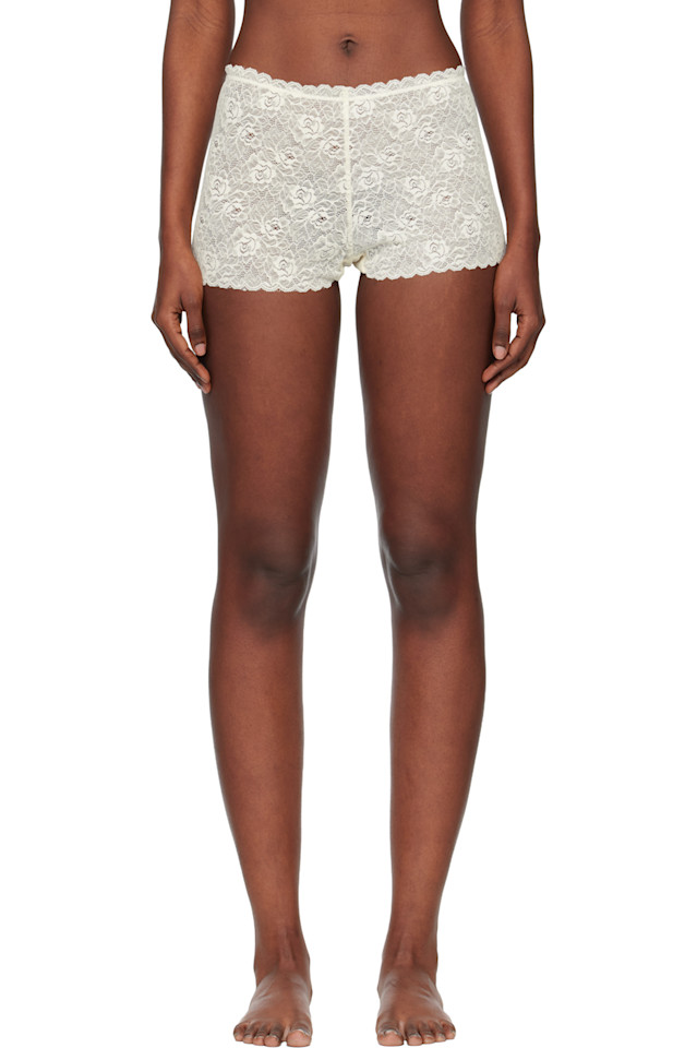 

Fruity Booty Короткие шорты Off-White с кружевной отделкой и меренгой