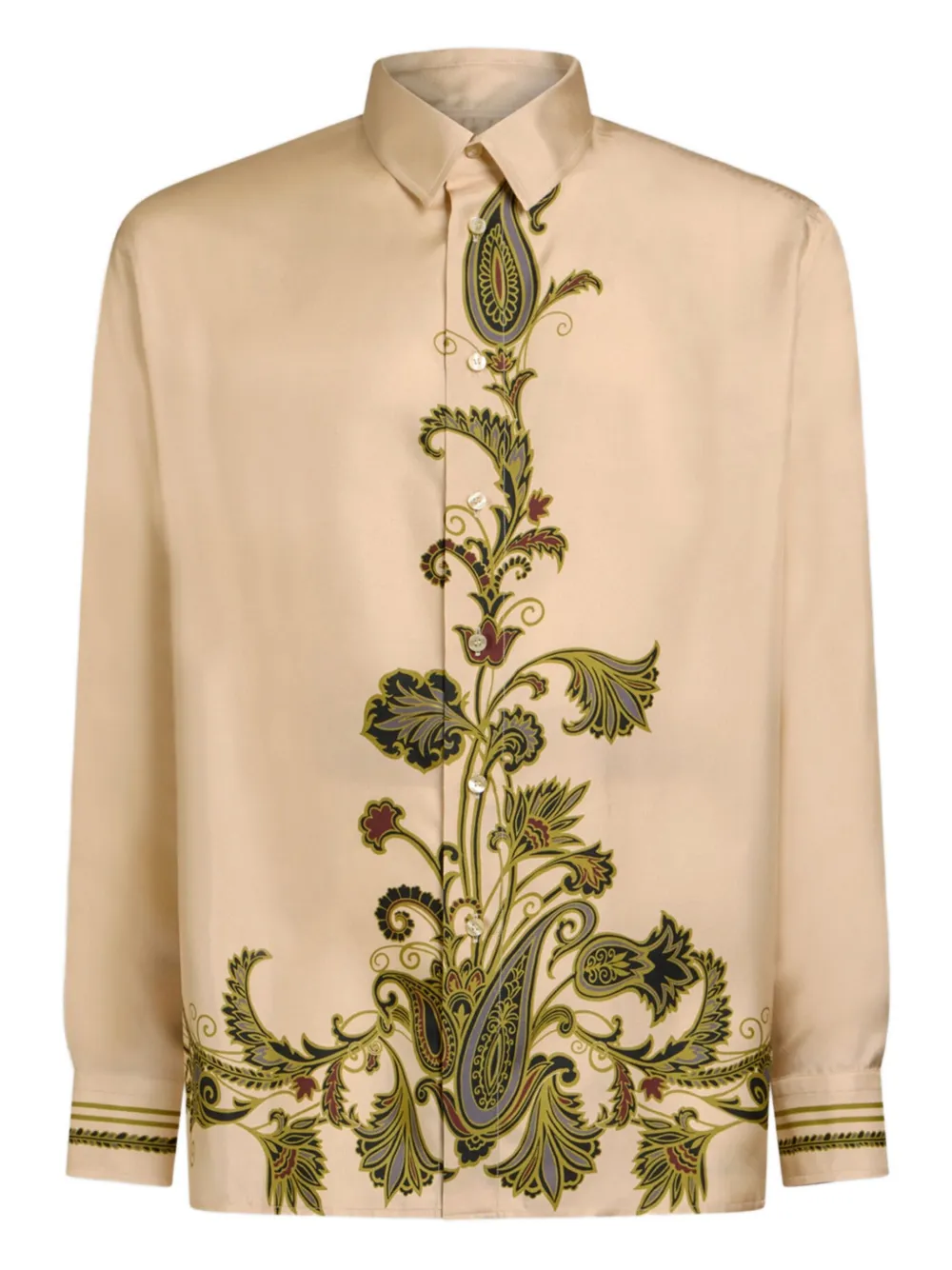 

Шелковая рубашка с принтом пейсли Etro, нейтральный