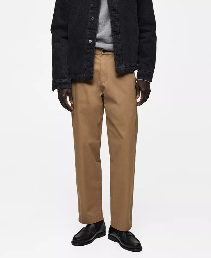 

Мужские классические хлопковые брюки MANGO, коричневый