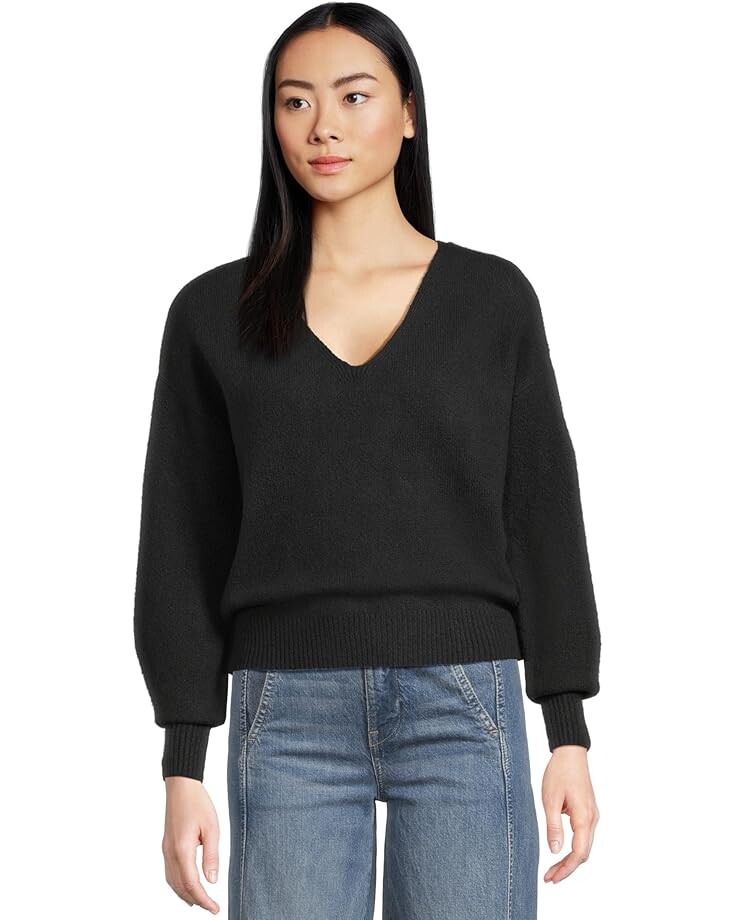 

Свитер Madewell V-Neck Cozy Cotton Wedged Pullover, черный