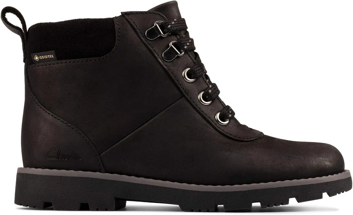 Детские кожаные ботинки Clarks Heath Go Gore-Tex черного цвета
