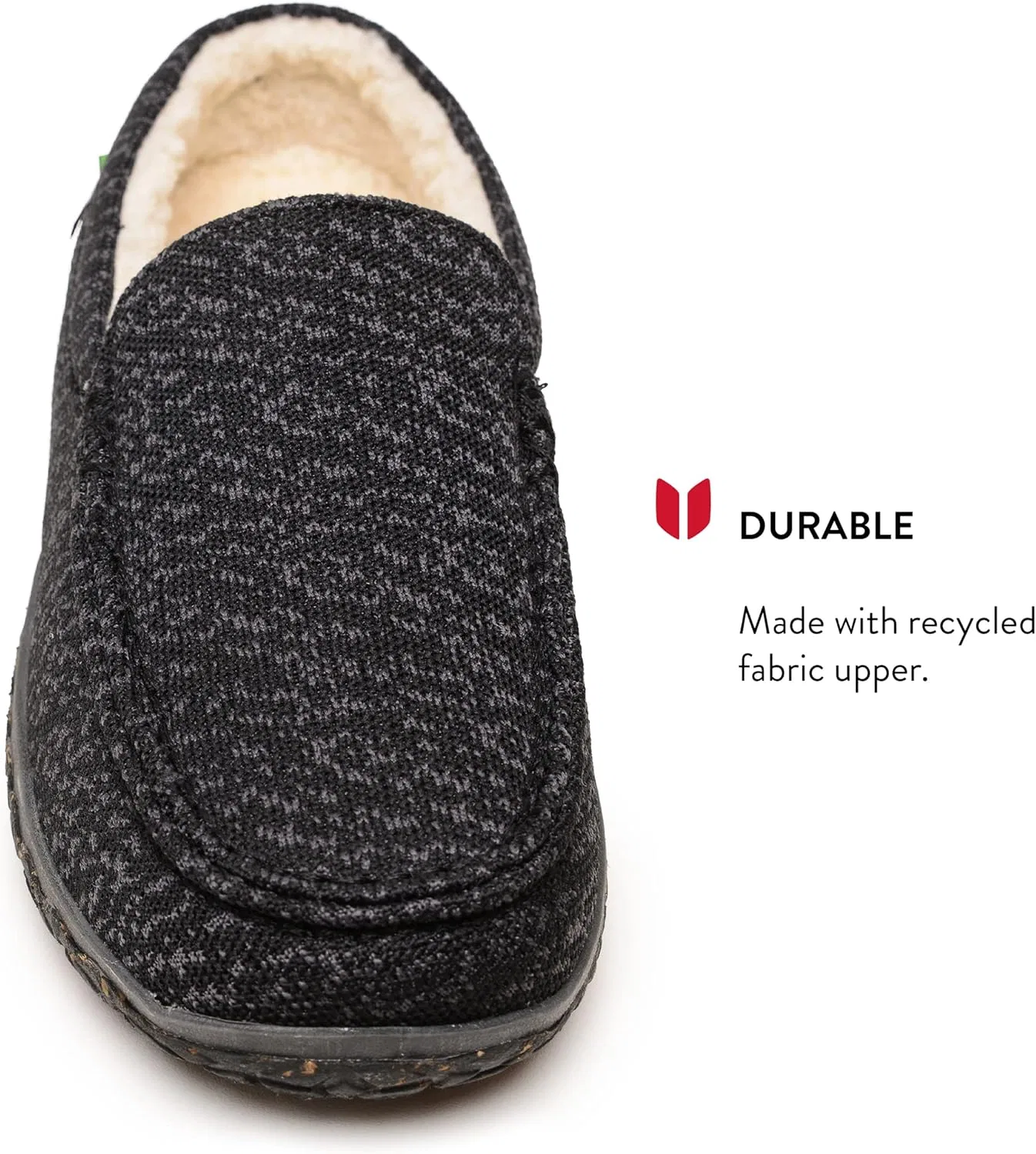 Мужские повседневные лоферы Minnetonka Eco Elm Slip-On с подкладкой из переработанной берберской ткани, съемной анатомической стелькой, резиновой подошвой MinnTREAD с тройным протектором и верхом из переработанной ткани, Black — фото 3