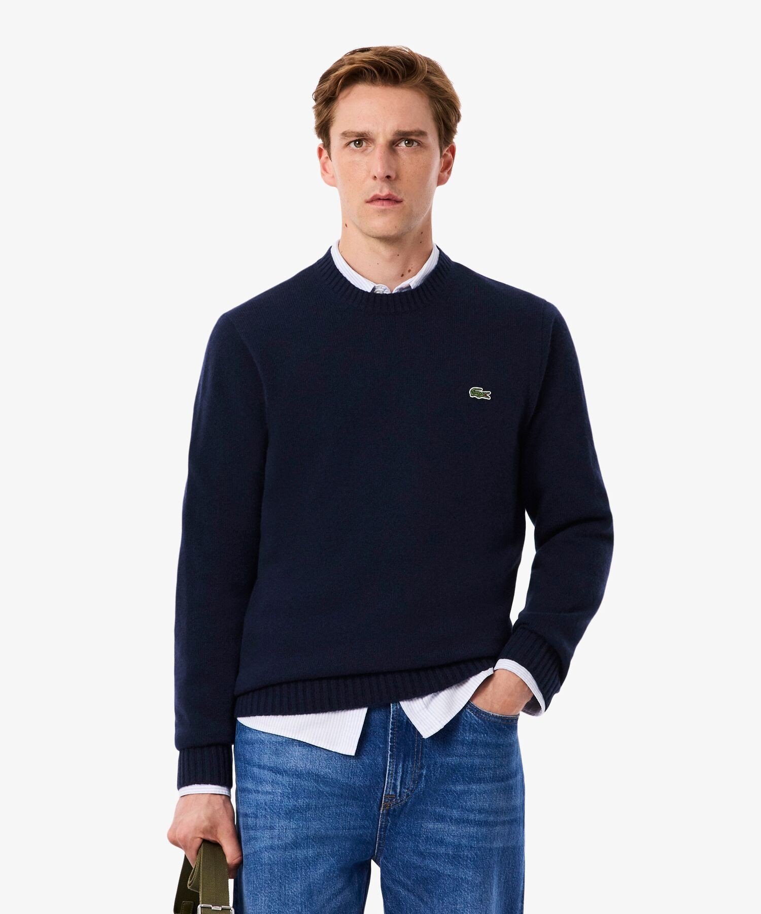 Вязаный кашемировый свитер / Бесшовное вязание 3D LACOSTE, Dark Navy