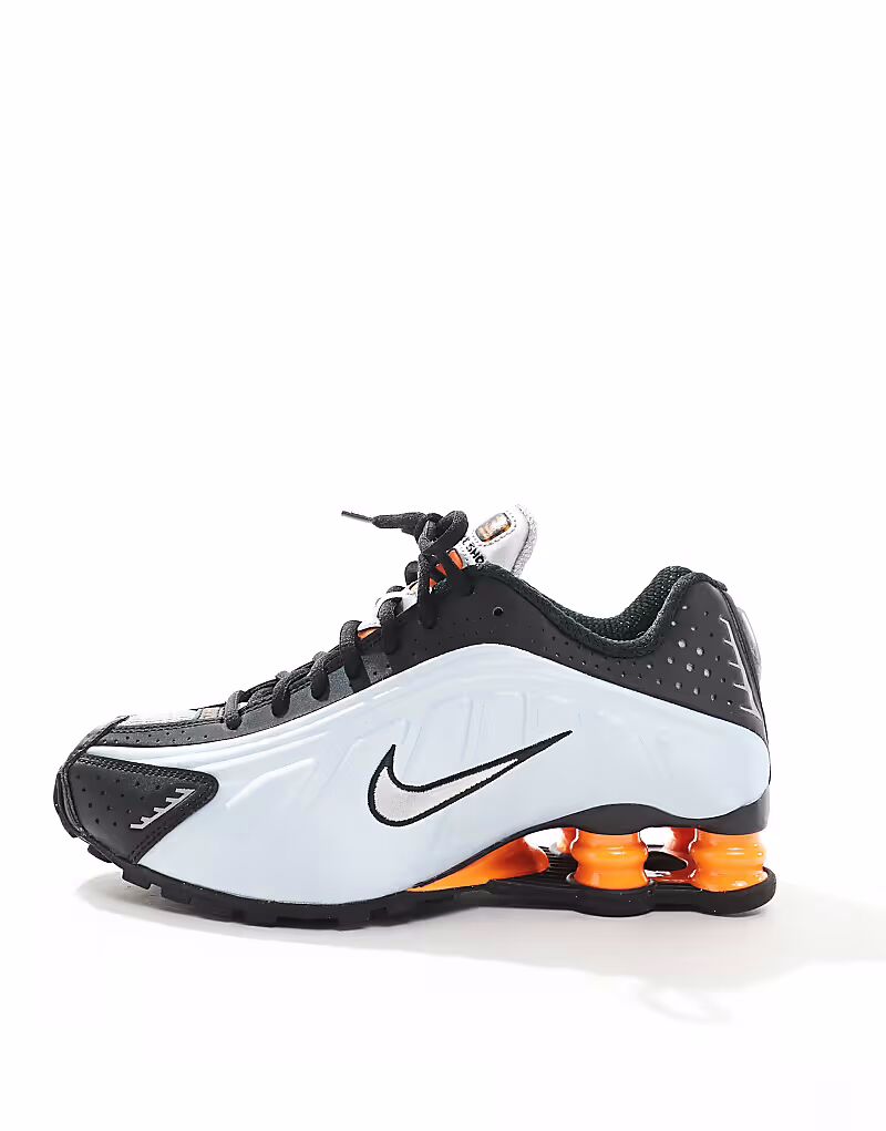 Кроссовки Nike Shox R4 черного и металлического серебристого цвета — фото 2
