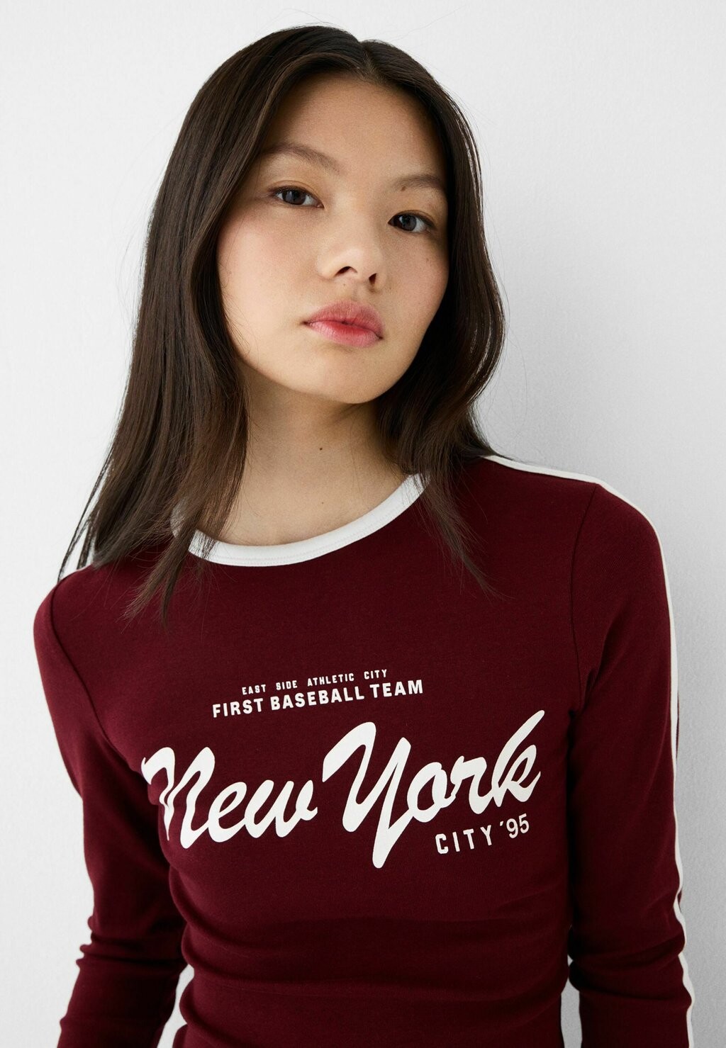 

Топ с длинными рукавами Bershka, темно-красный