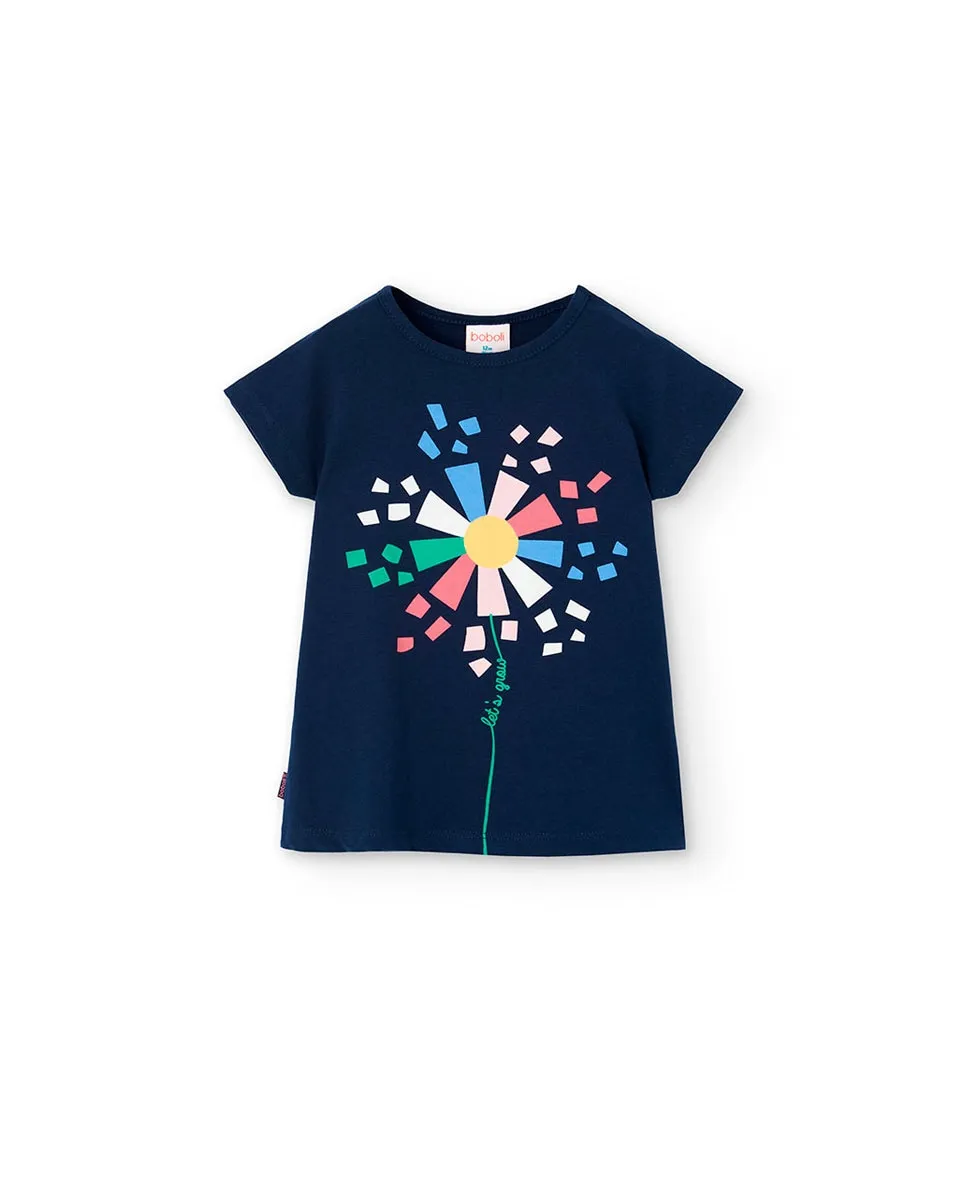 

Платье для девочки с длинными рукавами и круглым вырезом Boboli, темно-синий