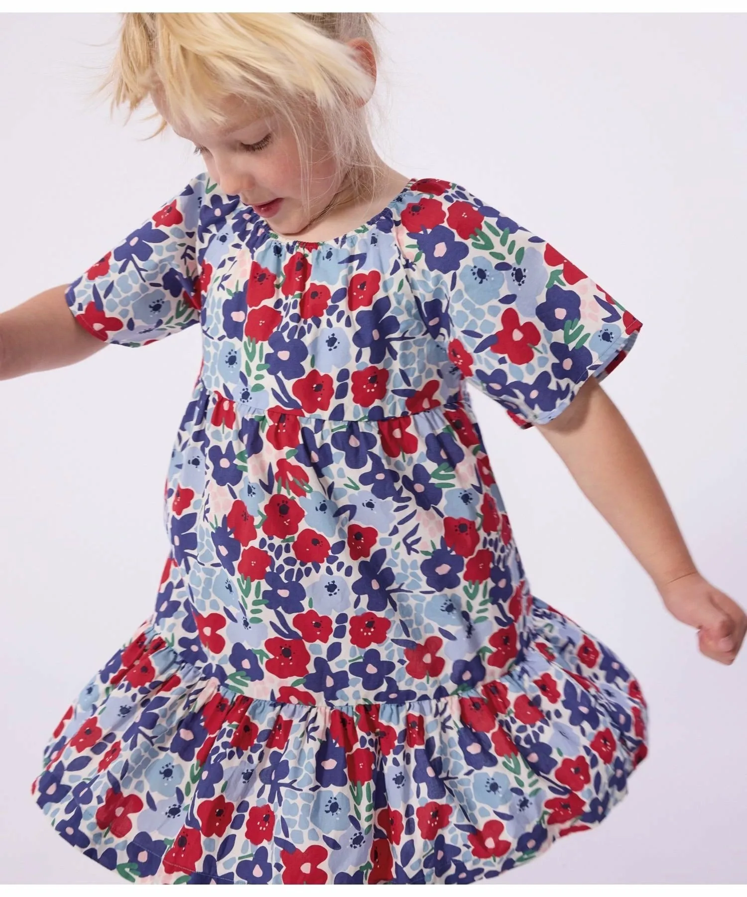 Платье с цветочным принтом PETIT BATEAU, Off-white/multicolor — фото 2