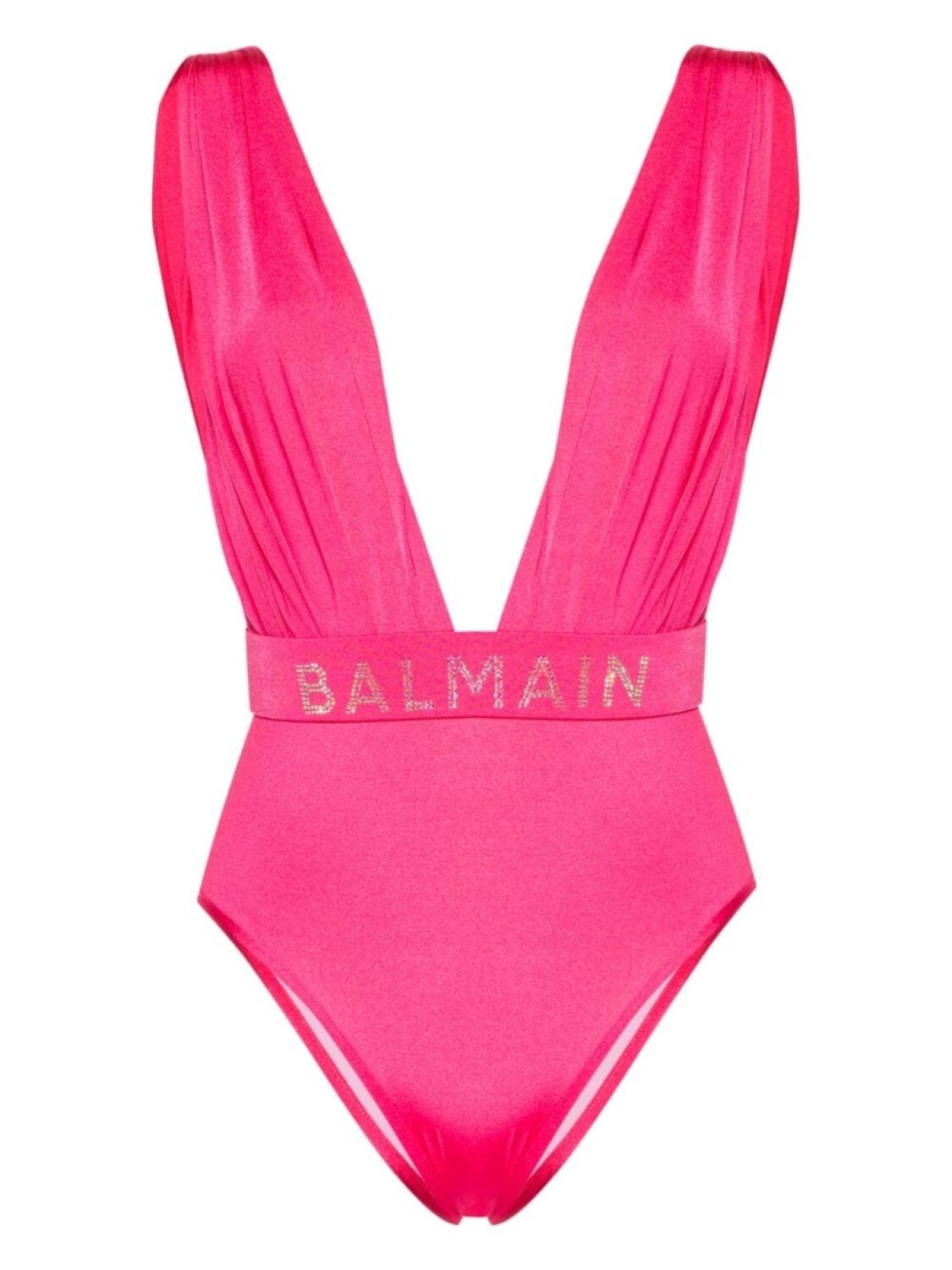 

Balmain купальник с драпировкой и стразами, розовый