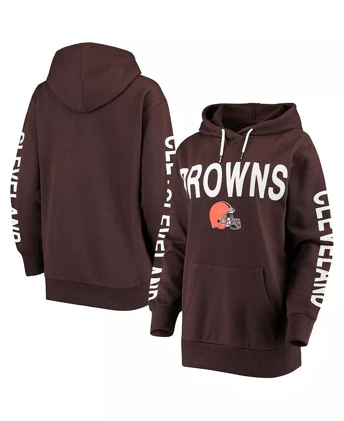 

Женский коричневый пуловер с капюшоном Cleveland Browns Extra Point G-Iii 4Her By Carl Banks