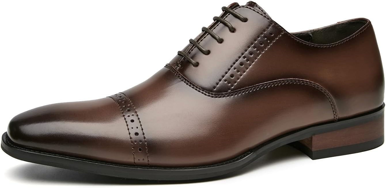 

Мужские оксфорды, модные формальные кожаные туфли на свадьбу с носком-колпачком, смокинг, повседневная обувь для мужчин Santimon, коричневый