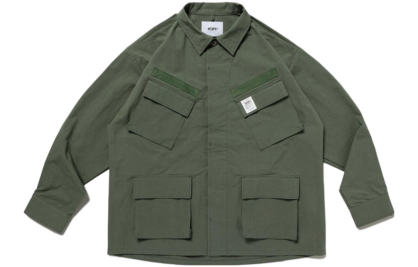 

Wtaps Джинсовая куртка унисекс, цвет хаки, квадратный воротник, умеренный прямой крой