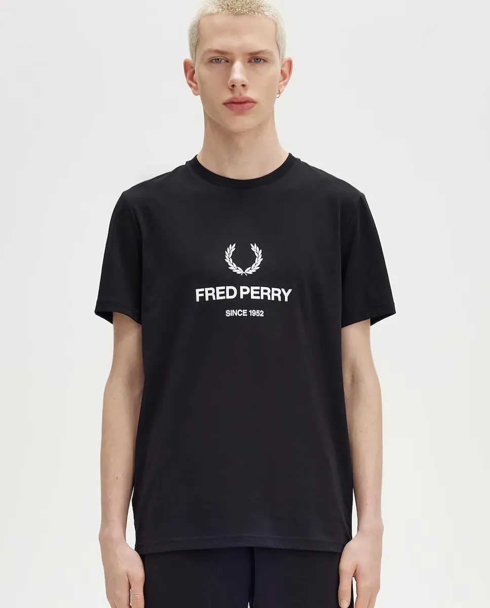 

Мужская футболка с короткими рукавами и логотипом Fred Perry, черный