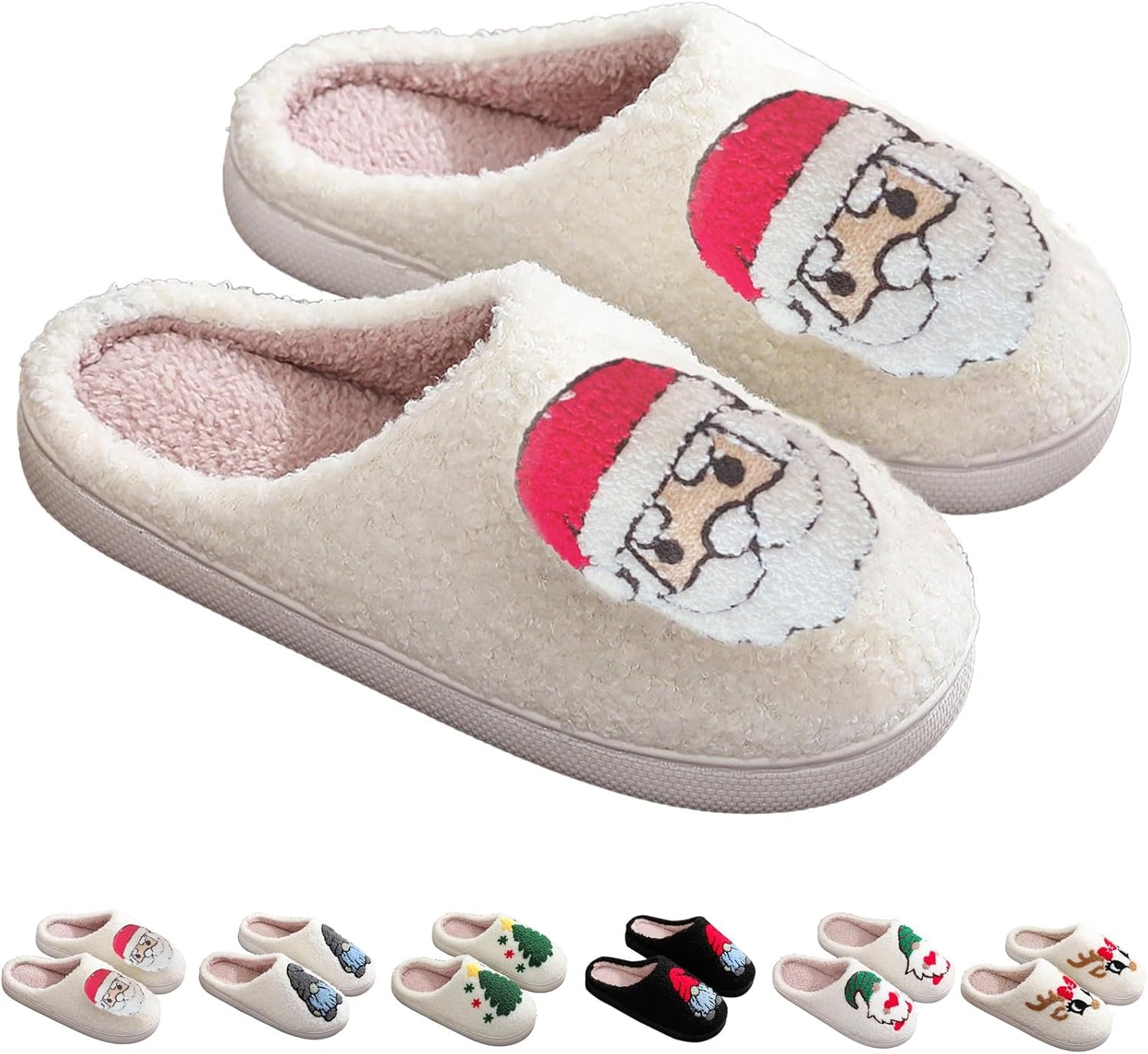 

Рождественские тапочки для женщин и мужчин, зимние пушистые уютные домашние тапочки для женщин, удобная обувь для дома и улицы Generic, красный