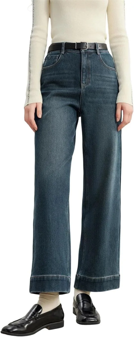 

Женские джинсы Petite Vintage Blue Fleece-Lined прямые укороченные