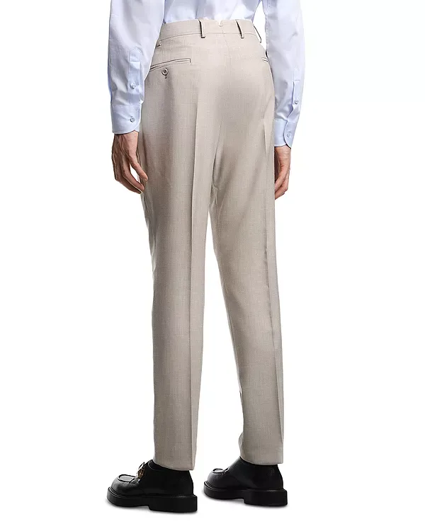 Брюки прямого кроя из шерсти, шелка и льна Emporio Armani, Tan — фото 3