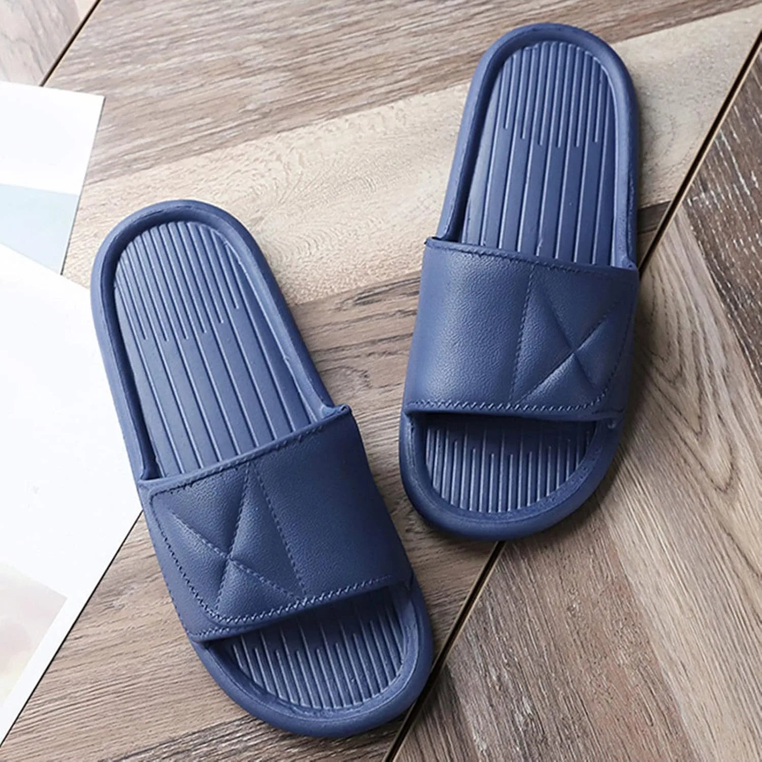 Badelatschen Herren Pantoletten Latschen Sandalen Пляжные ползунки Фитнес Hausschuhe Badesandalen Duschschuhe Тапочки Badeschuhe Badeschuh Hausschlappen Schlappen Männer RYTEJFES, Dark Blue — фото 3