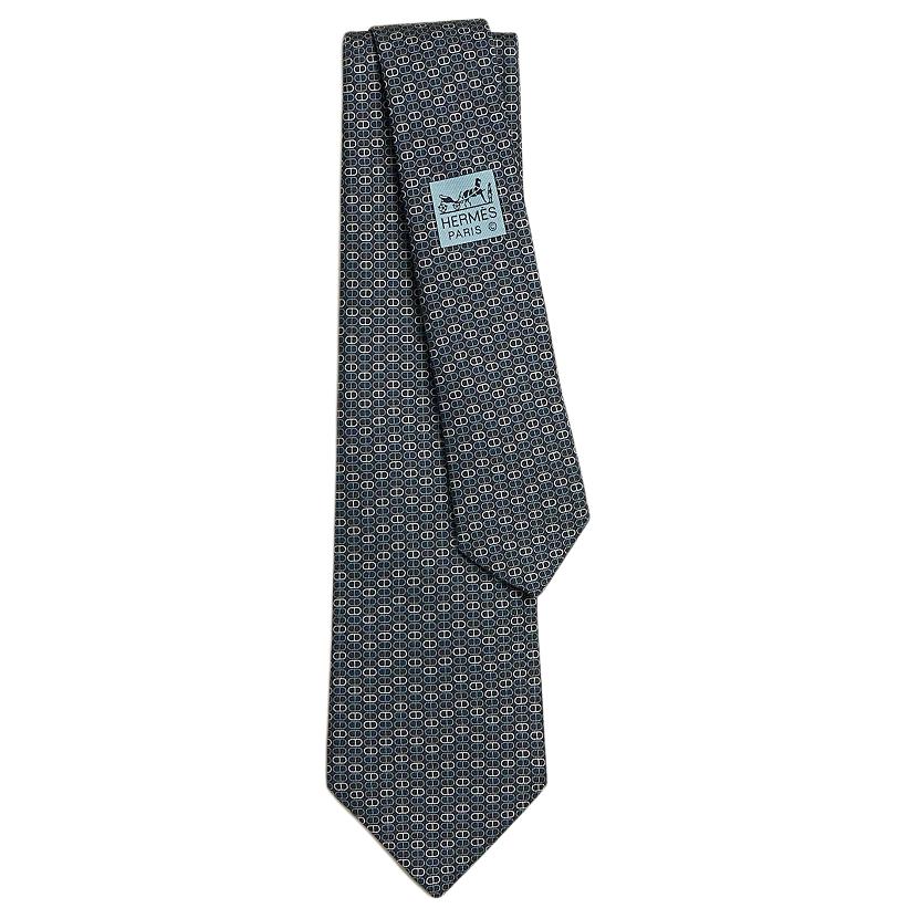 

HERMES Шелковый галстук мужской темно-серый, Charcoal Gray