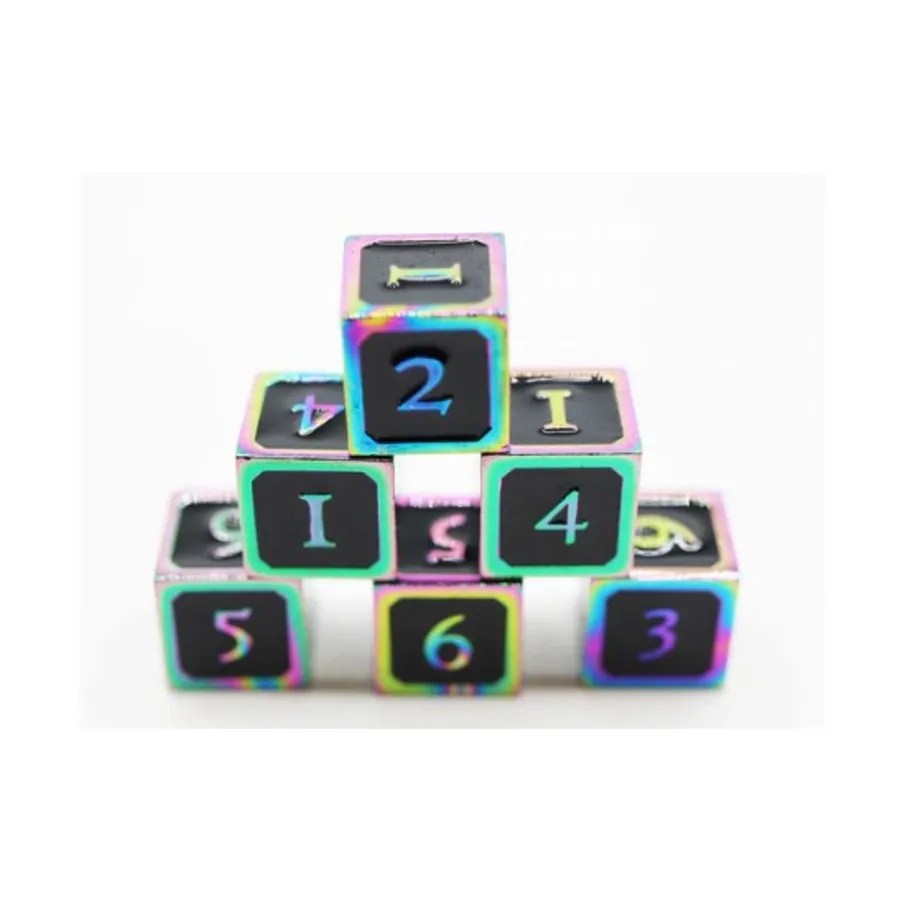 

d6 — Черный с жженым опалом (6), Dice Sets - Metal - D6's (Foam Brain Games)