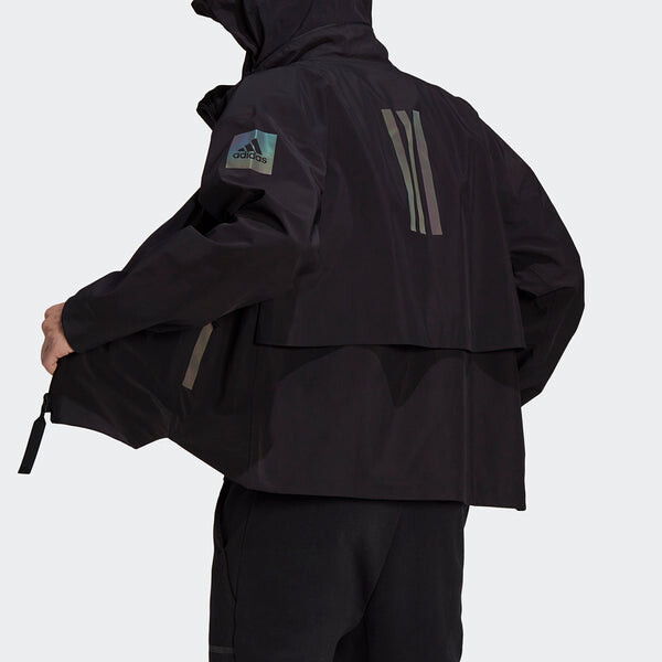 Куртка Men's adidas Myshelter Jkt Outdoor Sports Loose Rainproof Hooded Logo Jacket Black, черный — фото 3