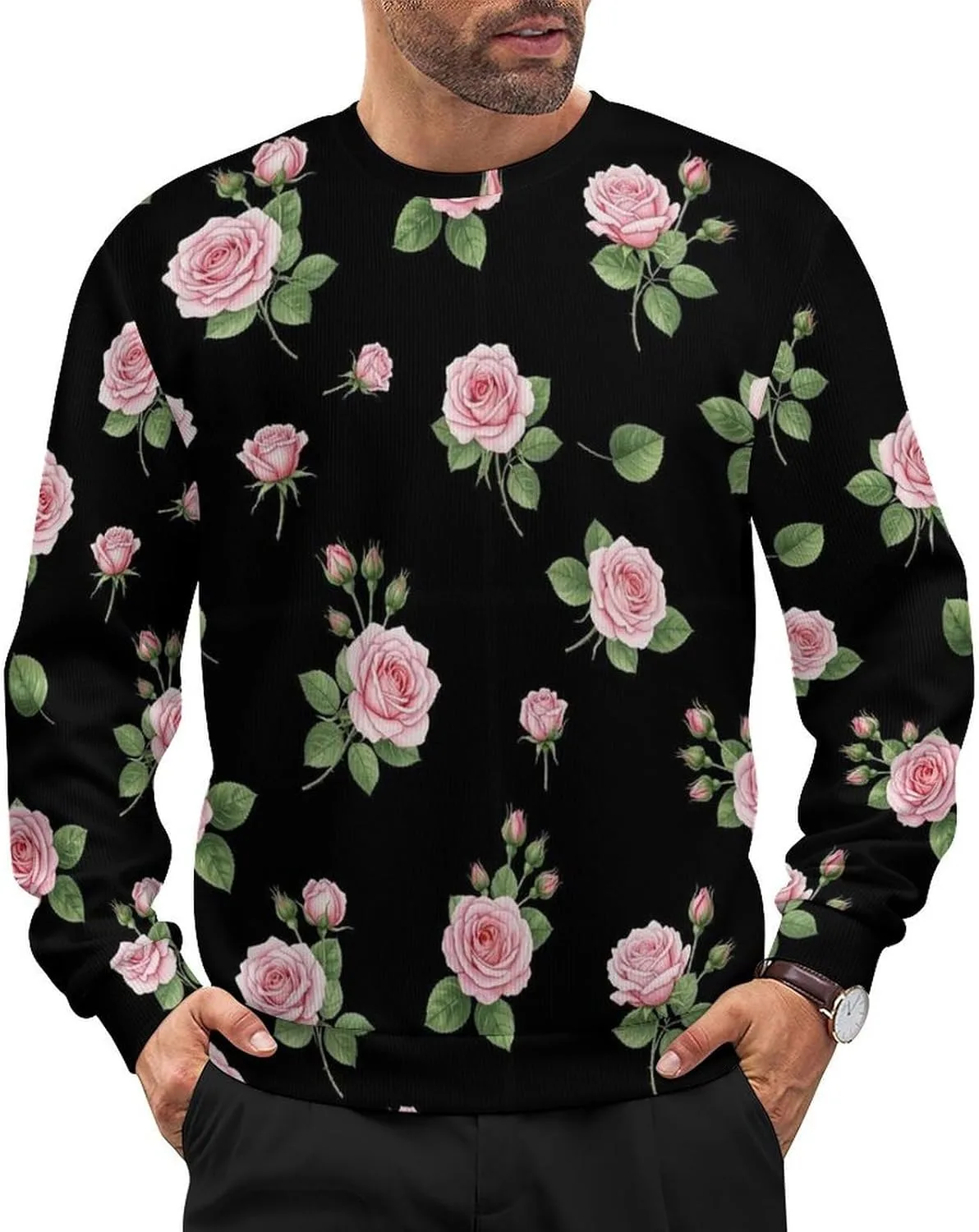 

Мужской классический пуловер с длинными рукавами и круглым вырезом Meaudiwes