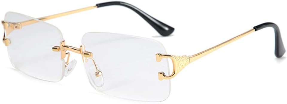 

Мужские солнцезащитные очки без оправы в форме прямоугольника, металлические, маленькие; женские солнцезащитные очки без оправы с градиентным покрытием, защита от УФ-излучения UV400 VFDHN, Gold With Clear