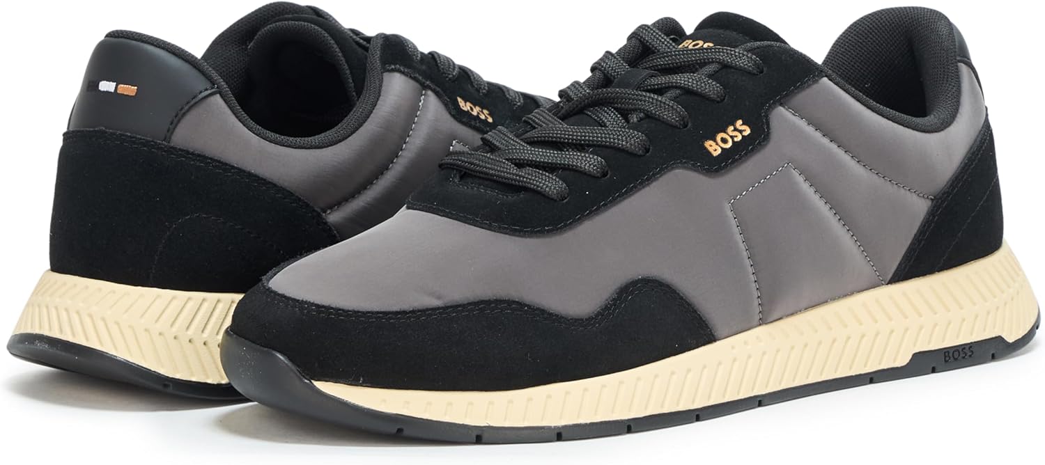 BOSS мужские базовые кроссовки с низким профилем, Charcoal/Black — фото 3