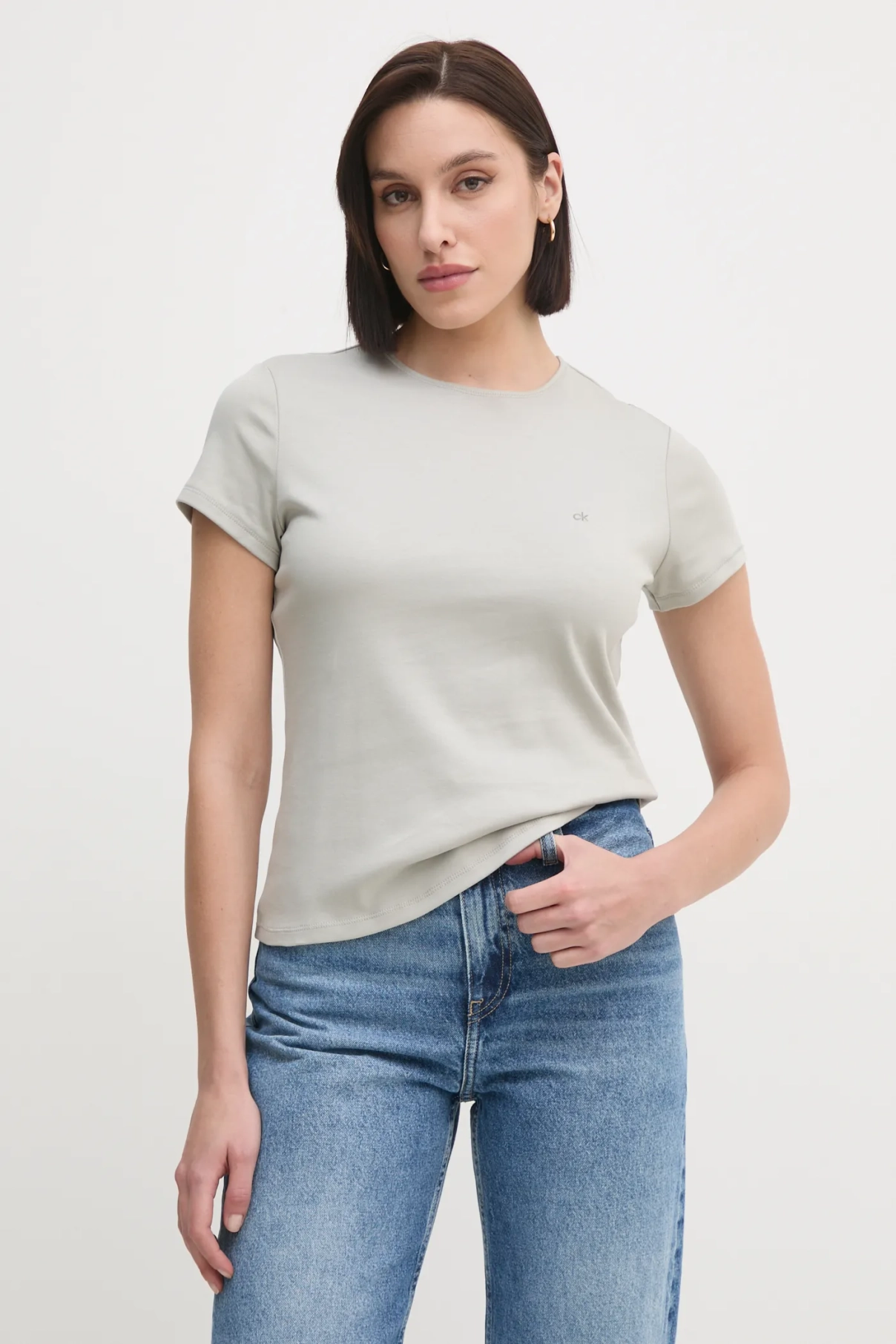

Хлопковая футболка Calvin Klein, серый