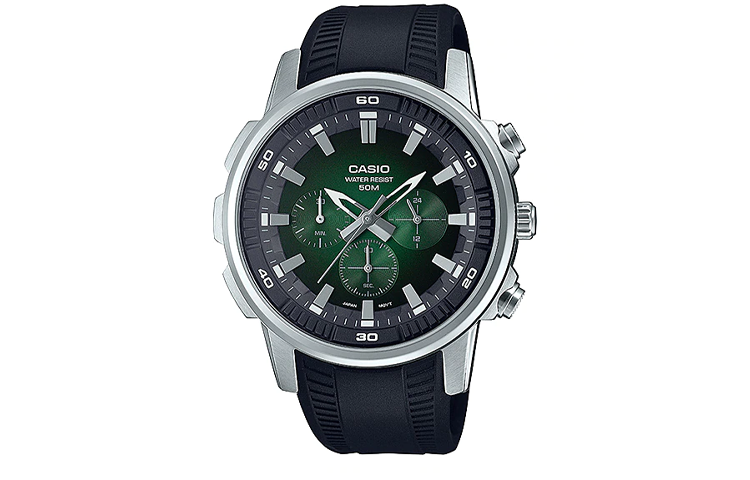 

CASIO Мужские ПЛАТЬЯ зеленые часы MTP-E505-3AV