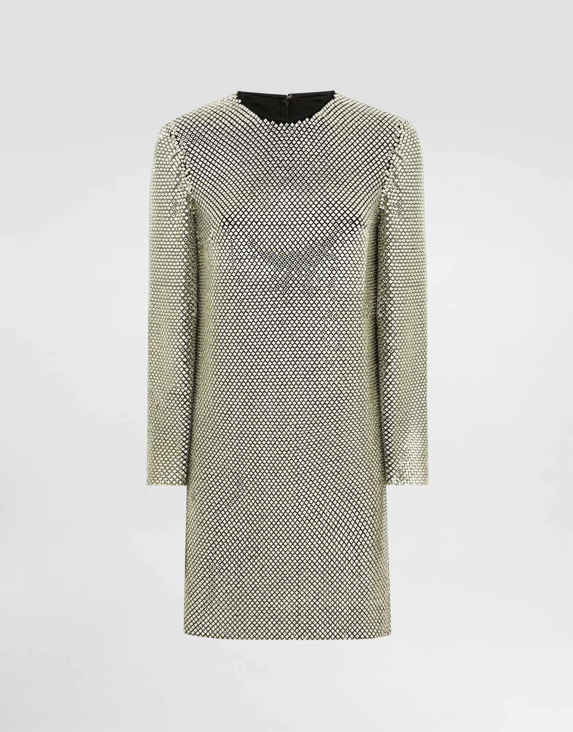 

Короткое платье с длинными рукавами из кристального тюля Dolce & Gabbana, золото