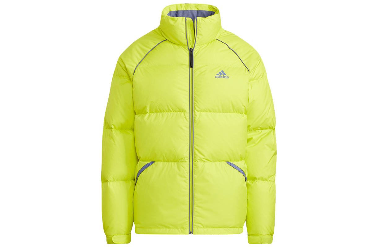 Куртка пуховая зимняя мужская зеленая желтая Adidas — фото 2