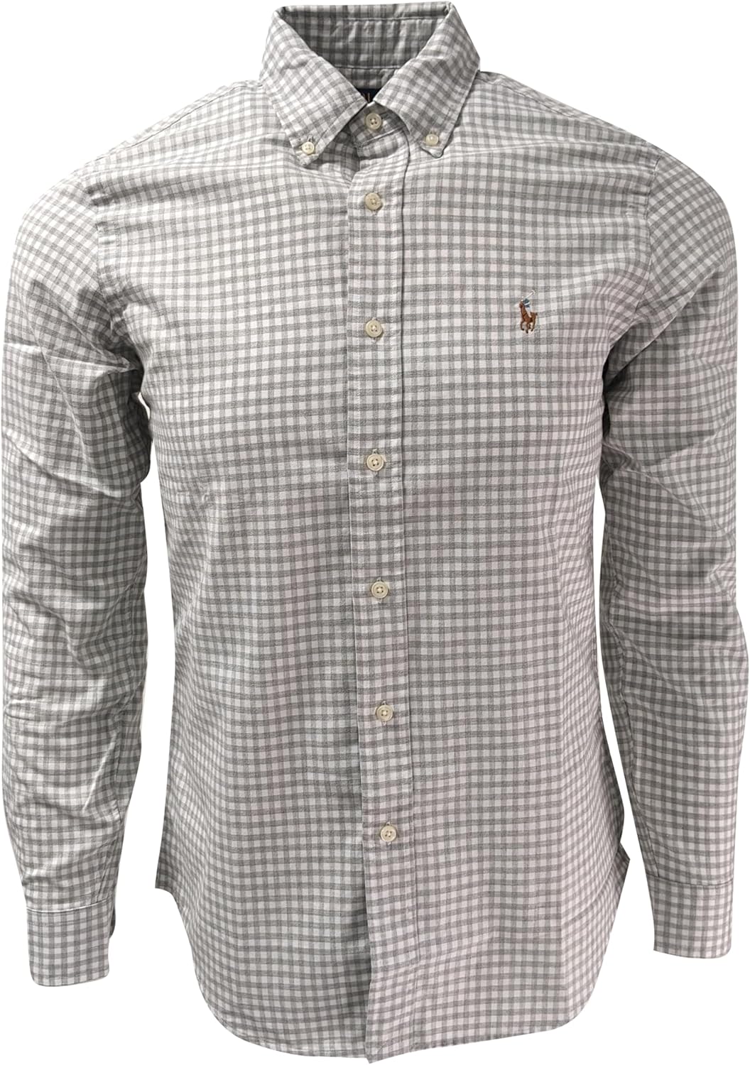 

POLO RALPH LAUREN Мужская классическая клетчатая оксфордская рабочая рубашка с длинным рукавом, (Fall/Winter 2023) Smoked Grey Checkered