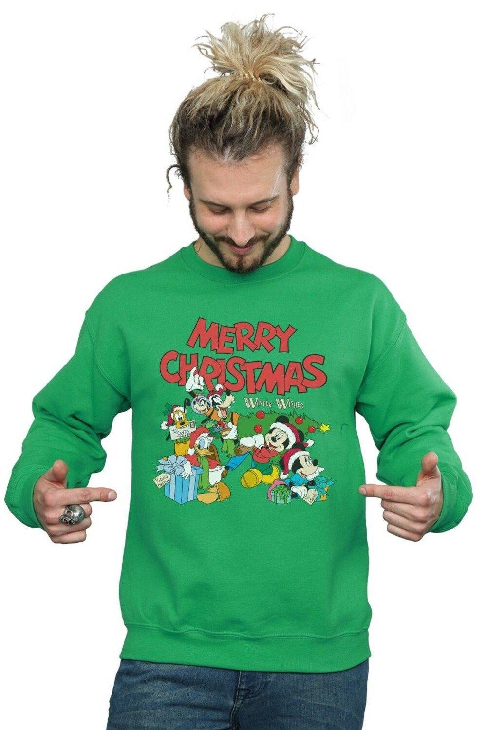 

Толстовка с надписью «Mickey And Friends Winter Wishes» Disney, зеленый