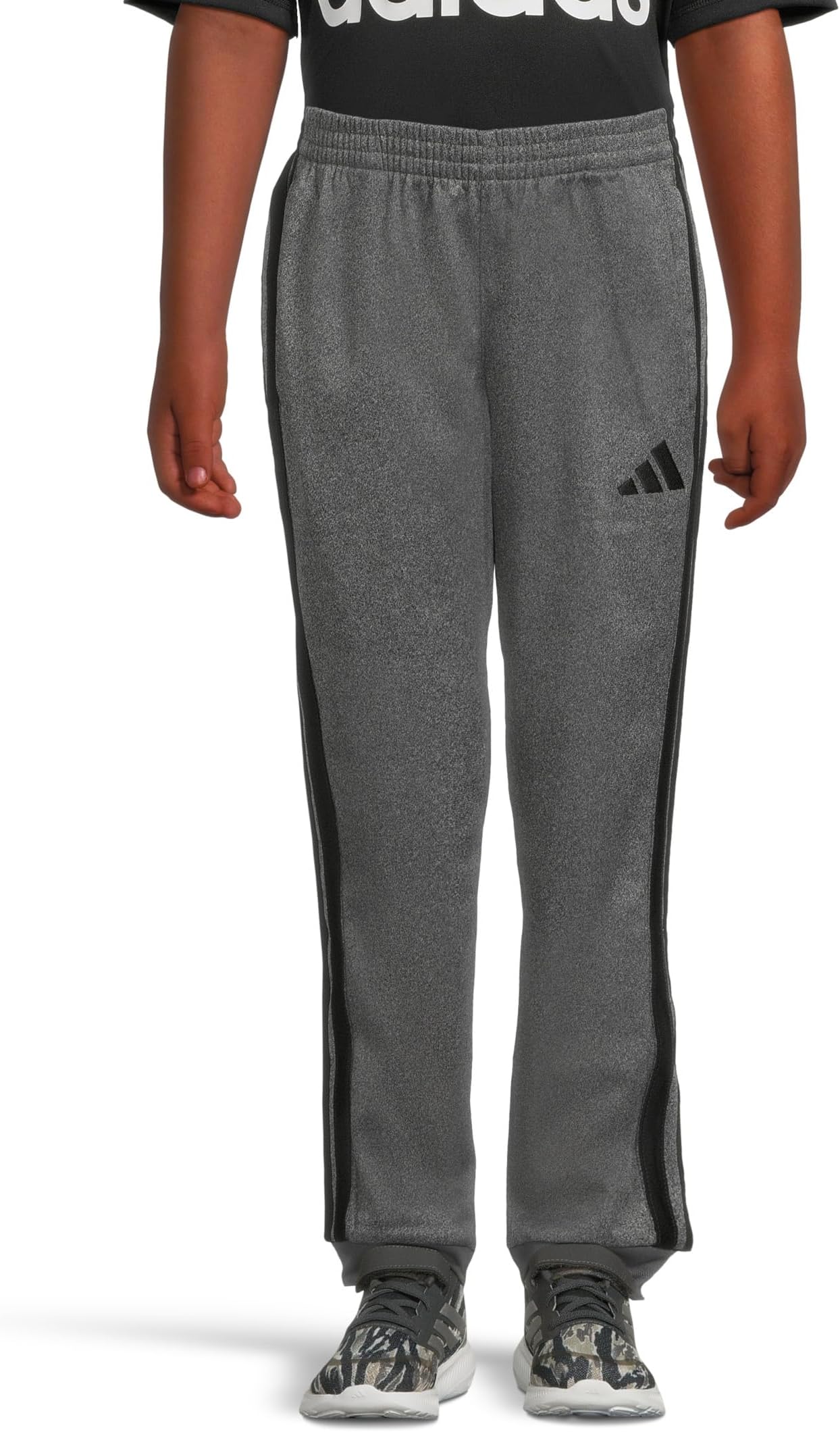 

Брюки adidas Kids Elastic Waistband 3-Stripes Heather Tricot Joggers, цвет Dark Grey Heather