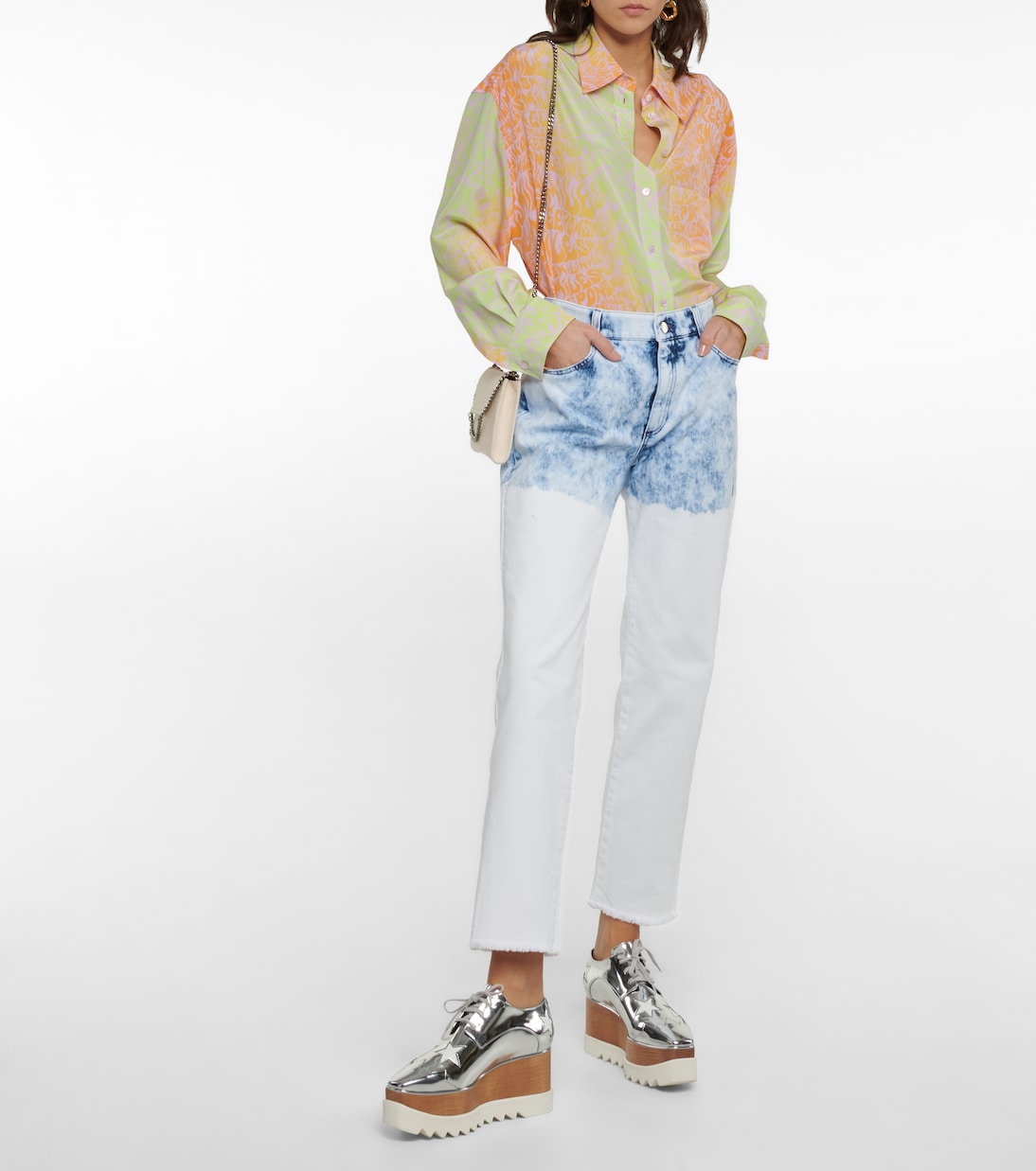 Джинсы бойфренды с высокой талией Stella McCartney, Light Wash Blue — фото 2