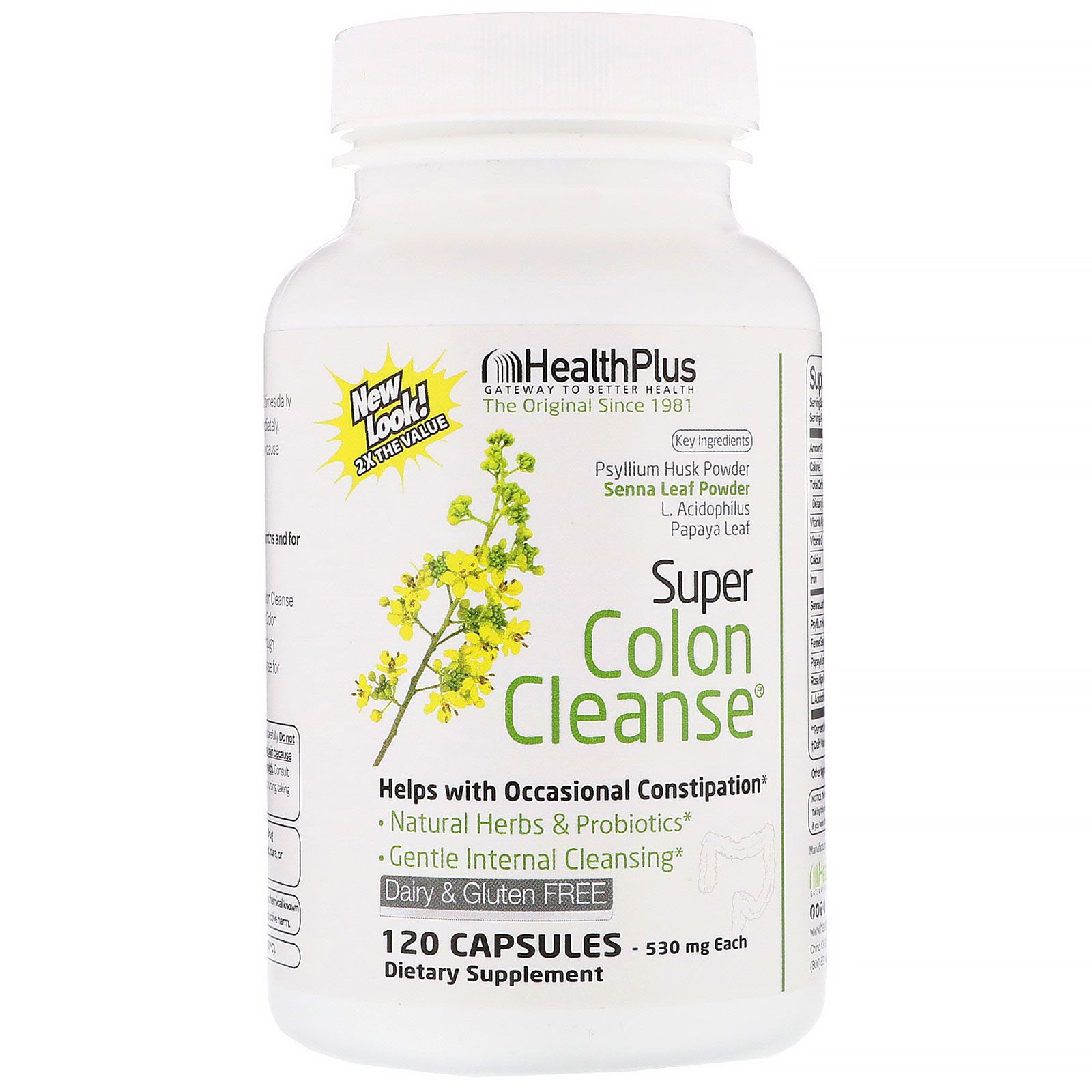 

Health Plus Super Colon Cleanse (очищение толстого кишечника) 500 мг 120 капсул