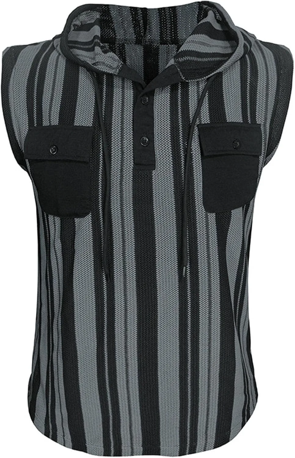 Мужская майка-худи без рукавов Henley для тренировок — фото 2