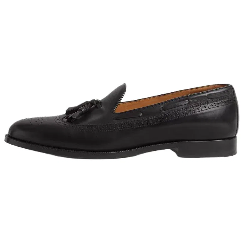 Loro Piana Serge Walk Calfskin Casual Leather Shoes Men's Black